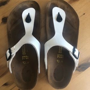 Patent leather white Birkenstocks